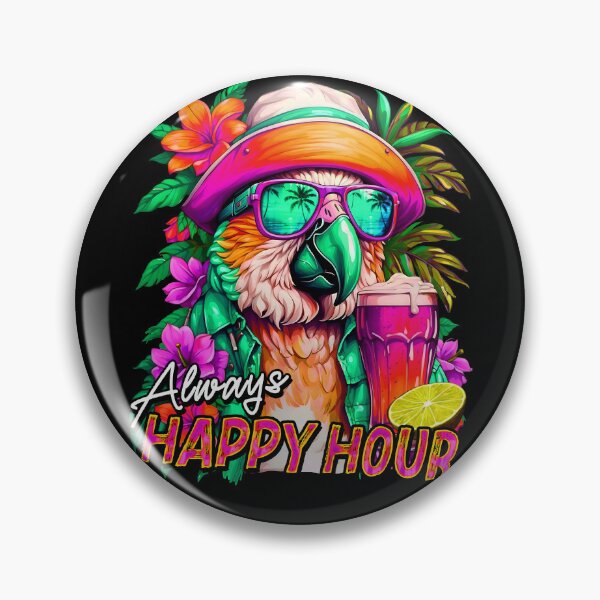 Item preview, Always Happy Hour Vecation Parrot Tropical Summer Drinks Vintage Wash designed and sold by MindWave THC.