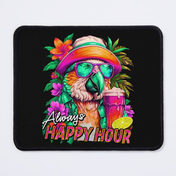 Item preview, Always Happy Hour Vecation Parrot Tropical Summer Drinks Vintage Wash designed and sold by MindWave THC.