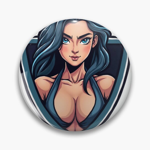Item preview, Cartoon Illustration of a Woman with Dark Hair in a Shield Emblem designed and sold by Creative88Art.