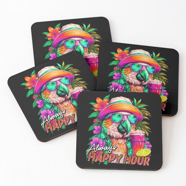 Item preview, Always Happy Hour Vecation Parrot Tropical Summer Drinks Vintage Wash designed and sold by MindWave THC.