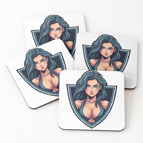Item preview, Cartoon Illustration of a Woman with Dark Hair in a Shield Emblem designed and sold by Creative88Art.