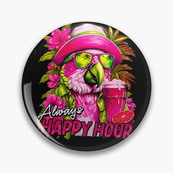 Item preview, Always Happy Hour Vecation Parrot Pink Tropical Summer Drinks designed and sold by MindWave THC.