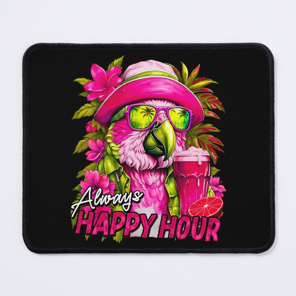 Item preview, Always Happy Hour Vecation Parrot Pink Tropical Summer Drinks designed and sold by MindWave THC.