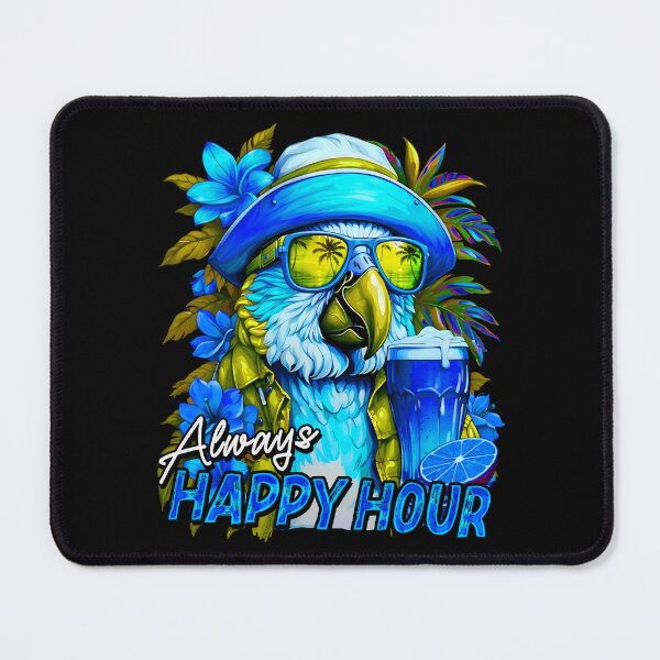 Item preview, Always Happy Hour Vecation Parrot Blue Tropical Summer Drinks designed and sold by MindWave THC.