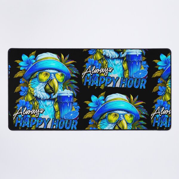 Item preview, Always Happy Hour Vecation Parrot Blue Tropical Summer Drinks designed and sold by MindWave THC.