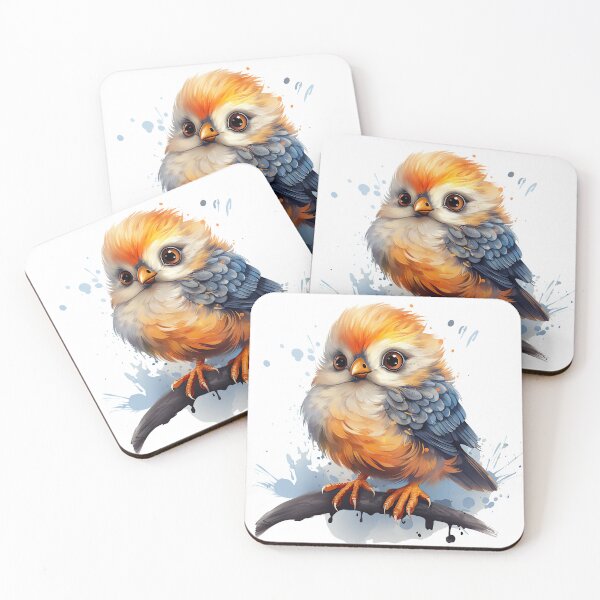 Aperçu de l'œuvre Adorable oiseau duveteux aux grands yeux créée et vendue par SylvieVibes.