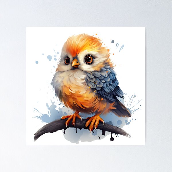 Item preview, Adorable Fluffy Bird with Big Eyes designed and sold by SylvieVibes.