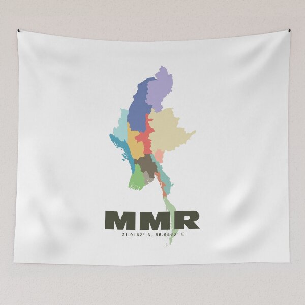 Item preview, Colorful Myanmar Map Poster | Modern MMR Art | Burmese Regions Wall Art | Gift for Traveler and Map Lover designed and sold by CartoPrints.