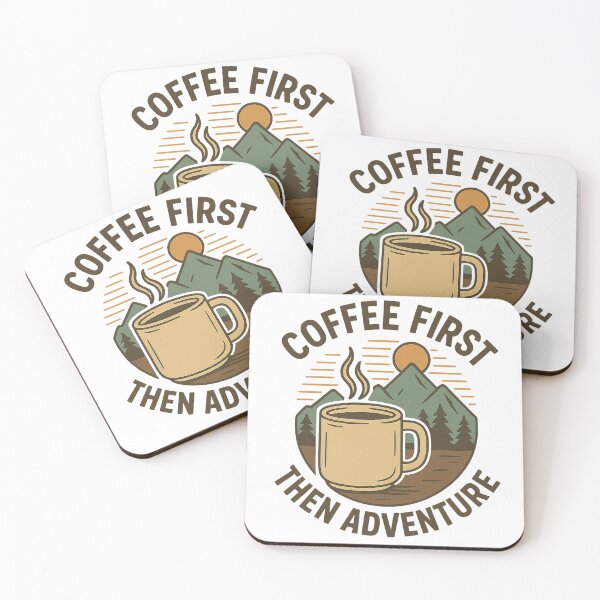 Item preview, Coffee First Then Adventure Funny Outdoor Hiking Travel Tee designed and sold by Pshemo_ComArt.