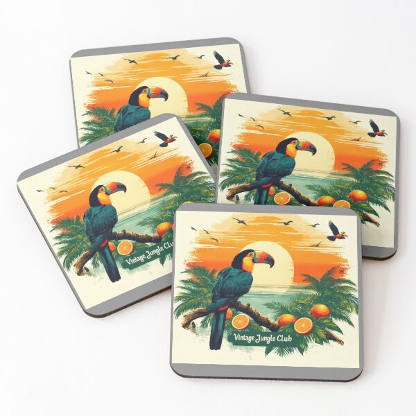 Item preview, Vintage Jungle Club – Tropical Sunset with Toucan designed and sold by gpkool.