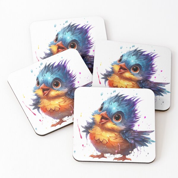 Aperçu de l'œuvre Adorable oiseau duveteux aux grands yeux créée et vendue par SylvieVibes.