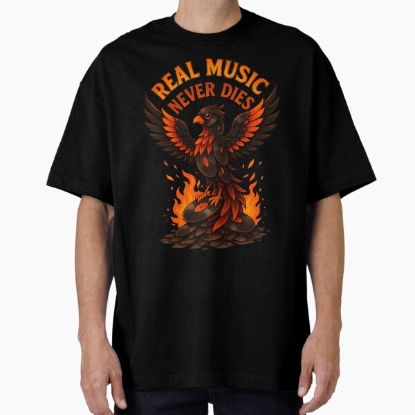 Item preview, Real Music Never Dies – Vinyl Record Phoenix Design designed and sold by TeeTimeTreasure.