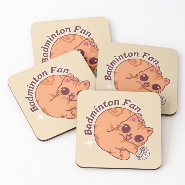 Item preview, Badminton Fan with Tabby Cat – Kawaii Style designed and sold by BGMeYou.