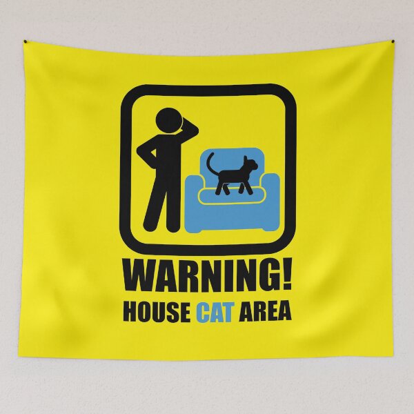 Item preview, SIGN POSTER - WARNING! CAREFUL! - HOUSE CAT AREA designed and sold by CuPensky.