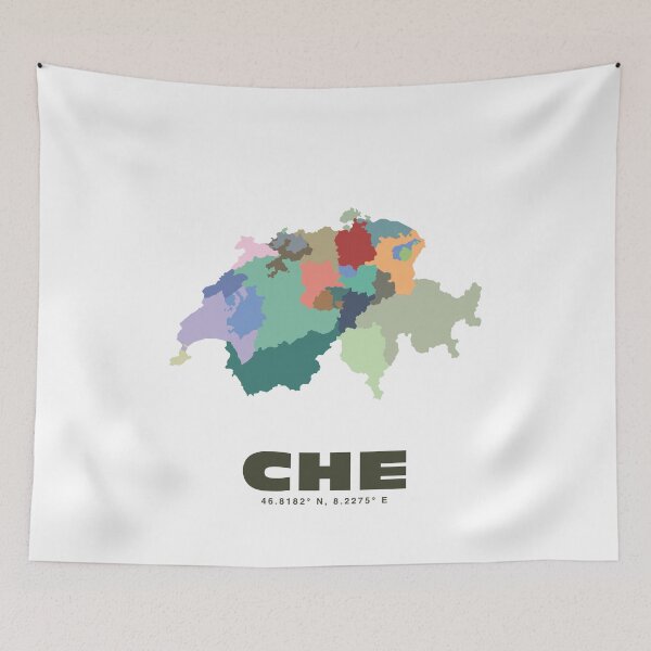 Item preview, Colorful Switzerland Map Poster | Modern CHE Wall Art | Swiss Cantons Art | Gift for Traveler and Switzerland Lover designed and sold by CartoPrints.