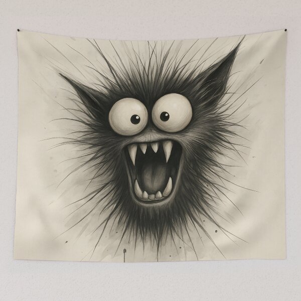 Item preview, Wild Furry Monster – Crazy Eyes Cartoon designed and sold by Kaleidoscope Print.