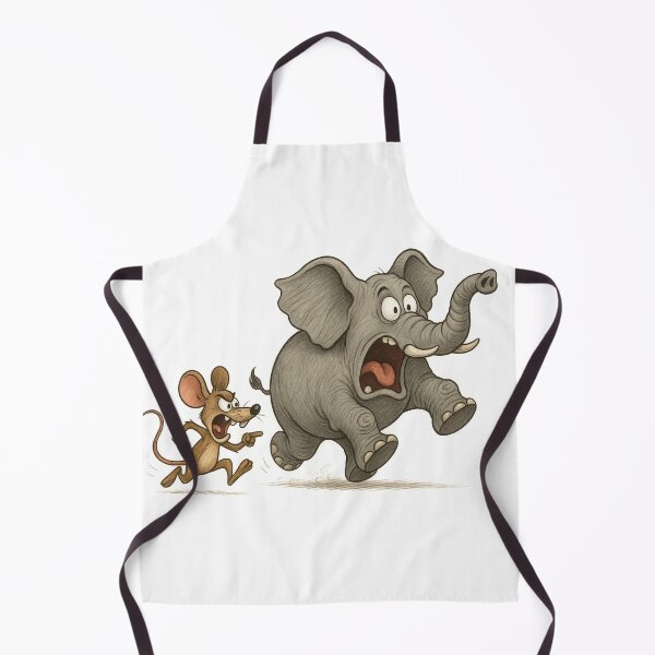 Item preview, Cartoon Elephant Fleeing From Angry Mouse in Amusing Artwork Scene designed and sold by Por_photos.