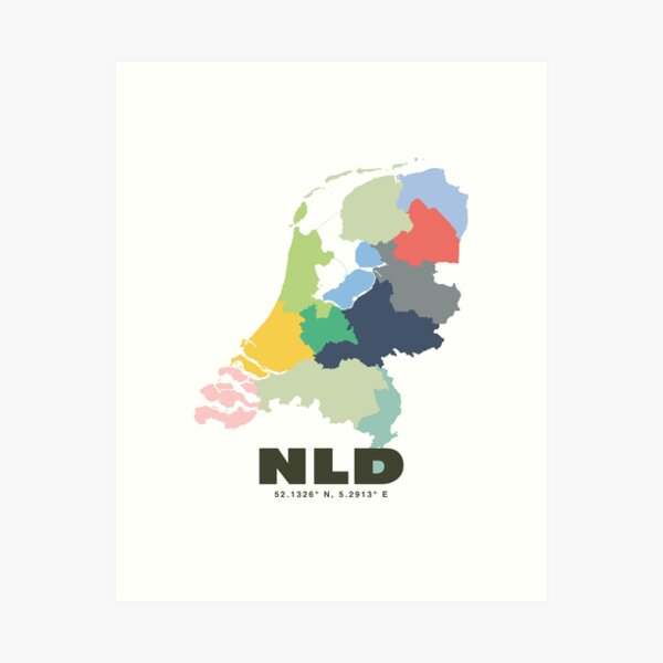 Item preview, Colorful Netherlands Map - Modern Minimalist Design (NLD) designed and sold by CartoPrints.