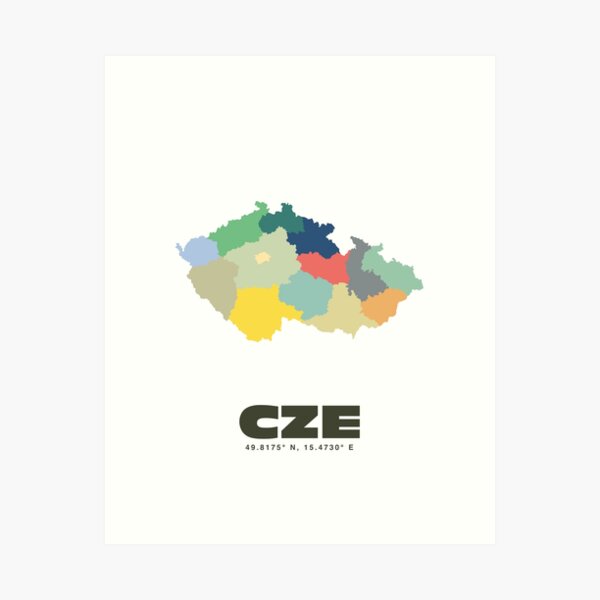 Item preview, Colorful Czech Republic Map - Modern Minimalist Design (CZE) designed and sold by CartoPrints.