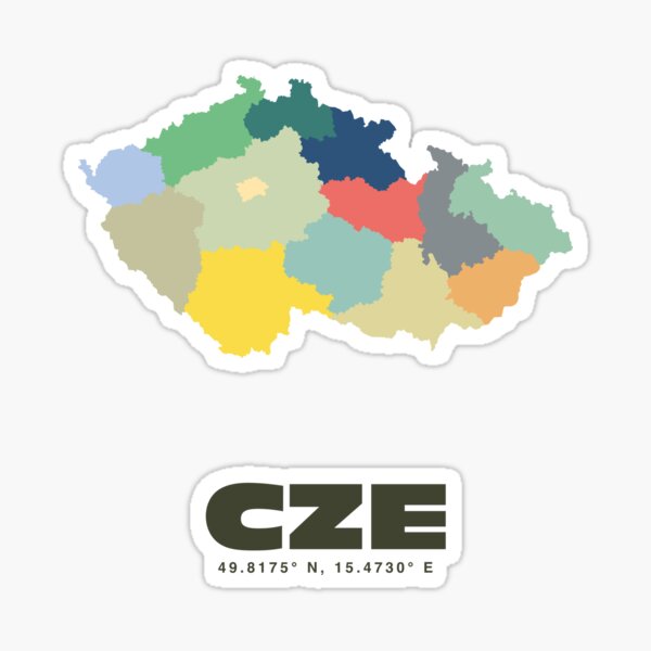 Item preview, Colorful Czech Republic Map - Modern Minimalist Design (CZE) designed and sold by CartoPrints.