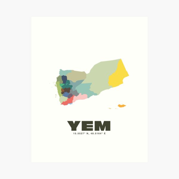 Item preview, Colorful Yemen Map - Modern Minimalist Design (YEM) designed and sold by CartoPrints.