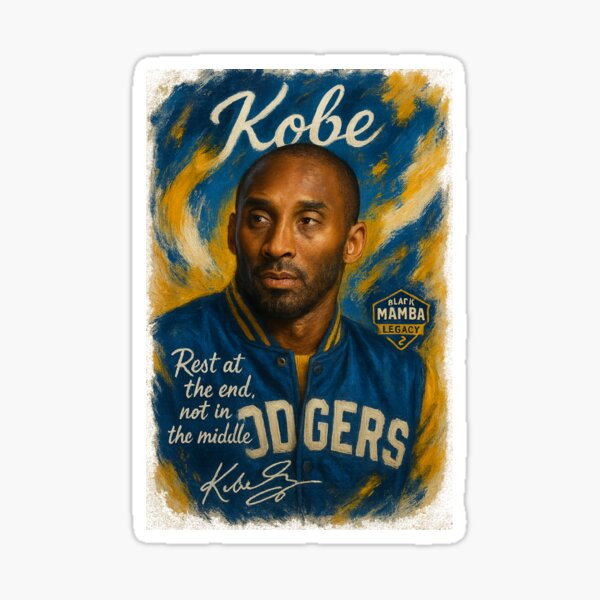 Item preview, Kobe Bryant Dodgers Jacket Art – Black Mamba Legacy Motivational Quote designed and sold by VintageVibes Co..