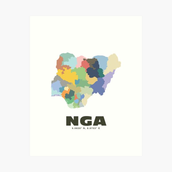 Item preview, Colorful Nigeria Map - Modern Minimalist Design (NGA) designed and sold by CartoPrints.