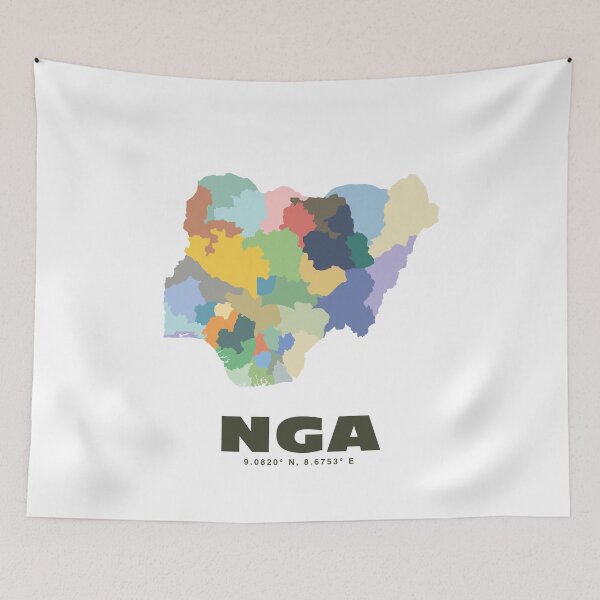 Item preview, Colorful Nigeria Map - Modern Minimalist Design (NGA) designed and sold by CartoPrints.