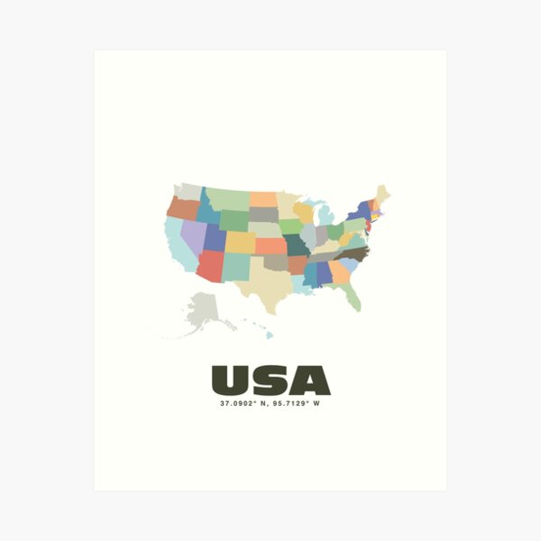 Item preview, Colorful USA Map - Modern Minimalist Design (USA) designed and sold by CartoPrints.