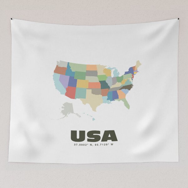 Item preview, Colorful USA Map - Modern Minimalist Design (USA) designed and sold by CartoPrints.