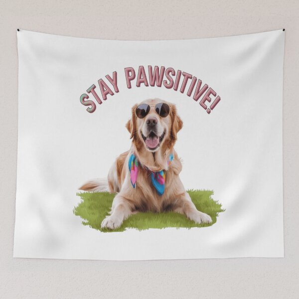 Item preview, Stay Pawsitive – Playful Golden Retriever Cartoon Design designed and sold by Petpixy.
