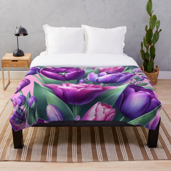 Item preview, Purple and Pink Tulips with Green Leafs Pattern designed and sold by JohnnyVillas.