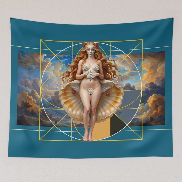 Item preview, DIGITAL ARTWORK - VENUS MASK OYSTER SKY FLOWERS - AUREA designed and sold by CuPensky.