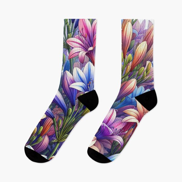 Item preview, Vibrant Blue and Orange Beautiful Agapanthus floral Pattern designed and sold by JohnnyVillas.