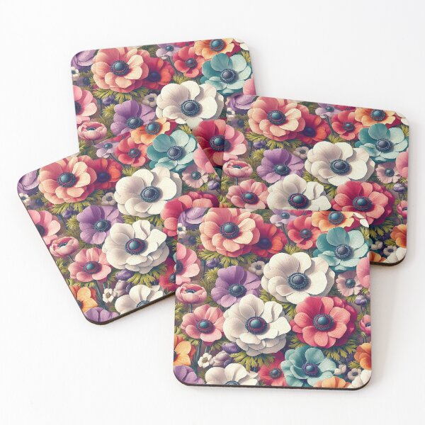 Item preview, Vibrant Purple White and Red Beautiful Anemone floral Pattern designed and sold by JohnnyVillas.