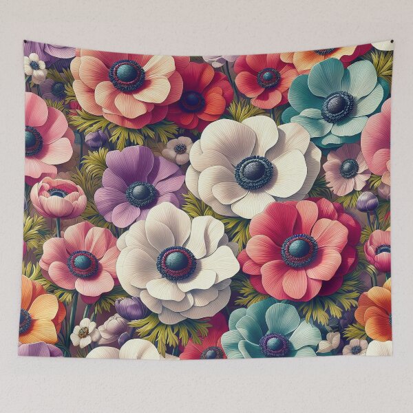 Item preview, Vibrant Purple White and Red Beautiful Anemone floral Pattern designed and sold by JohnnyVillas.