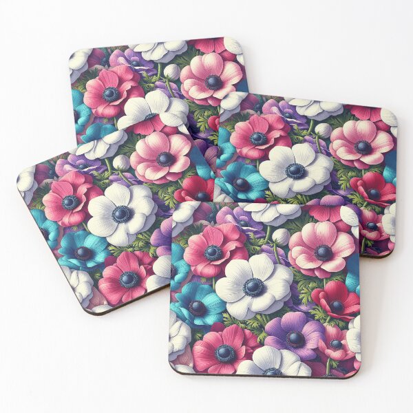 Item preview, Vibrant Pink Blue and White Beautiful Anemone floral Pattern designed and sold by JohnnyVillas.