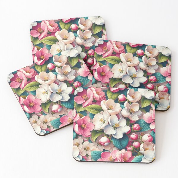 Item preview, Hello Spring Beautiful Apple Blossom Floral Pattern White Pink Teal designed and sold by JohnnyVillas.