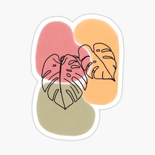 Vista previa del artículo con la obra «Pegatina de colores de Monstera», diseñado y vendido por KBBotanicalArts.