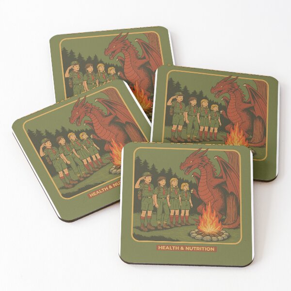 Item preview, Feed the Flame – Retro Dragon Campfire Poster Design designed and sold by Pop-clothes.