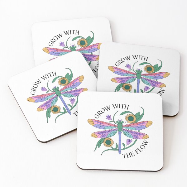Item preview, Whimsical Dragonfly with Sunflower and Floral Patterns – Grow With The Flow Nature Art designed and sold by Colorful-Garden.