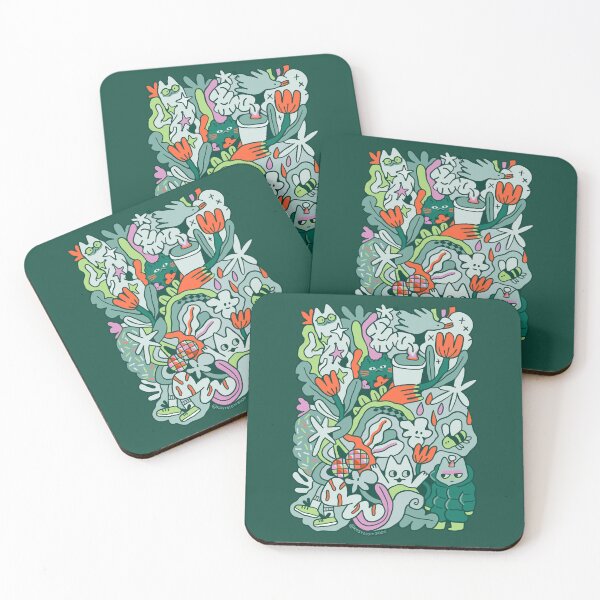 Item preview, Doodle cats, tulips, bee and coffee cup designed and sold by kostolom3000.