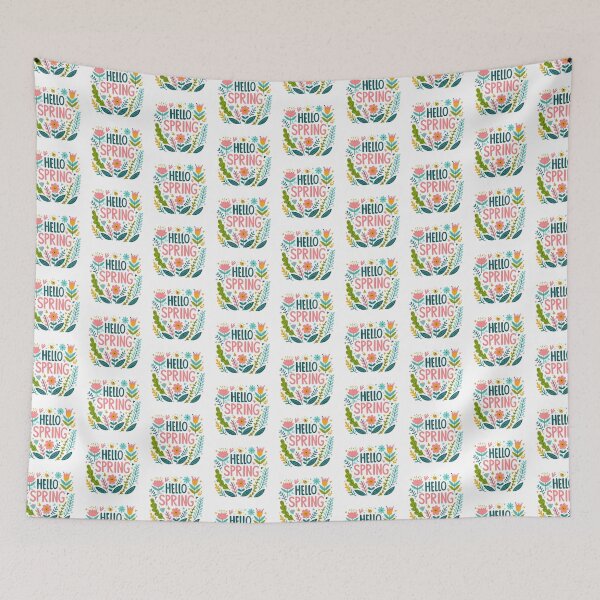 Item preview, Colorful Hello Spring cute floral wreath design designed and sold by Kalpa.