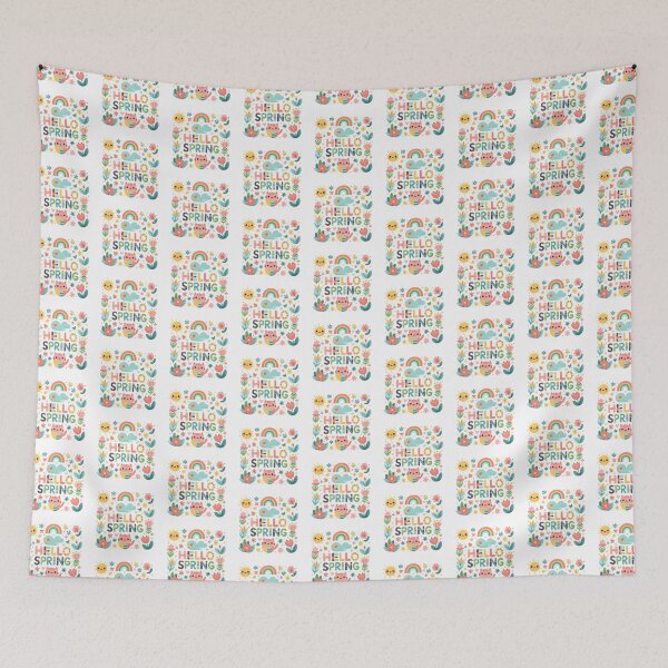 Item preview, Colorful Hello Spring cute floral wreath design designed and sold by Kalpa.