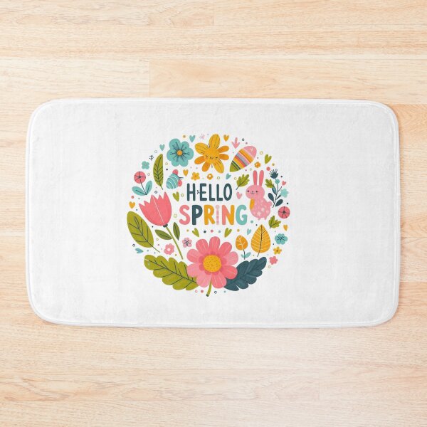 Item preview, Colorful Hello Spring cute floral wreath design designed and sold by Kalpa.