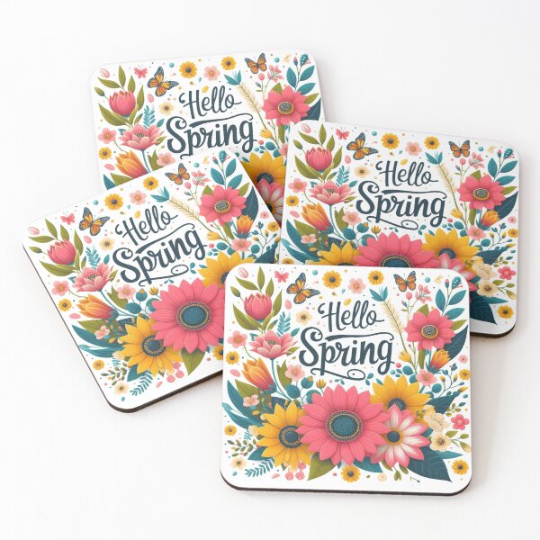Item preview, Colorful Hello Spring cute floral wreath design designed and sold by Kalpa.