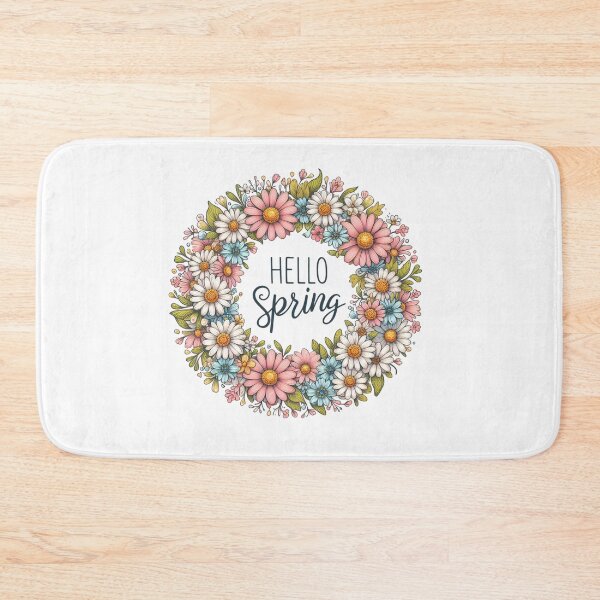 Item preview, Colorful Hello Spring cute floral wreath design designed and sold by Kalpa.