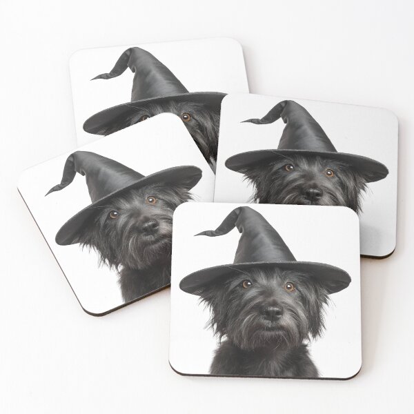 Item preview, Skye Terrier dog Wearing Halloween Witch Hat designed and sold by LazyOwlStore.