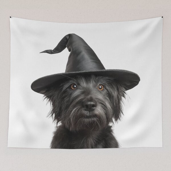 Item preview, Skye Terrier dog Wearing Halloween Witch Hat designed and sold by LazyOwlStore.