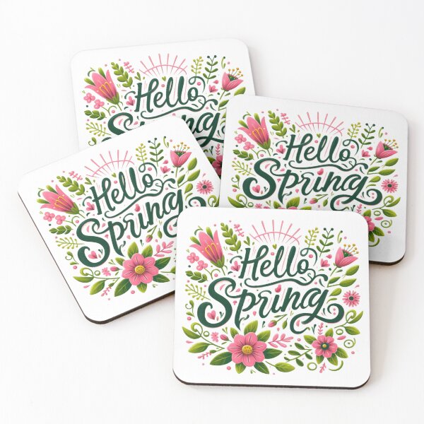 Item preview, Colorful Hello Spring cute floral wreath design designed and sold by Kalpa.